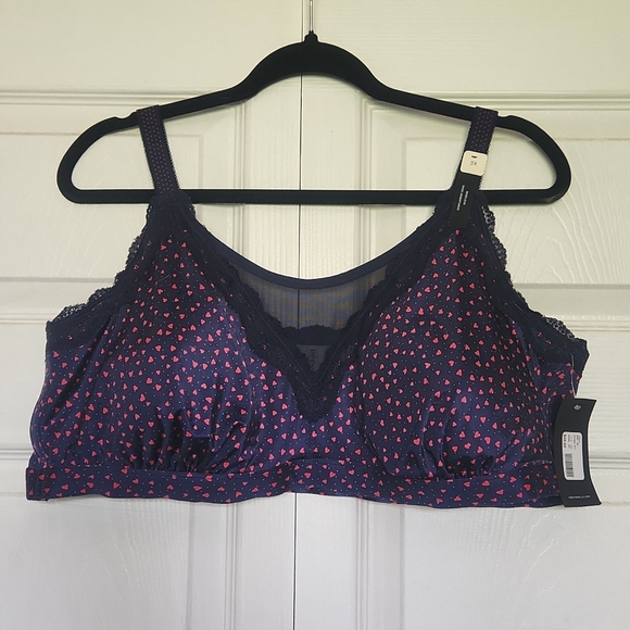 Deesse Lingerie Other - Deessee Wireless Bralette Blue with Red Hearts 3x